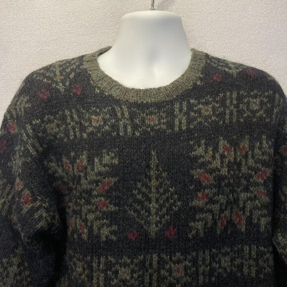 Eddie Bauer Fair Isle Christmas Sweater Mens Medium M Wool Blend Crewneck Knit - Picture 6 of 15